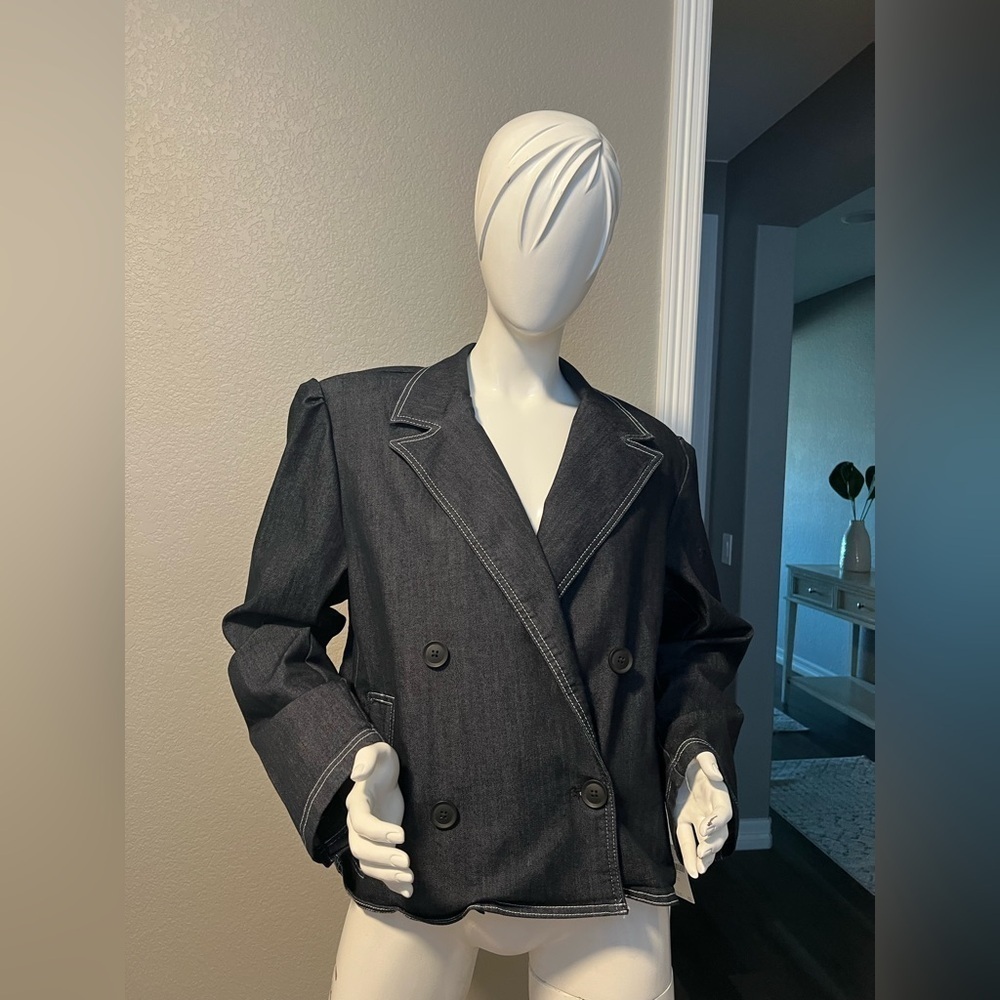 NWT Maeve Boxy Rinsed Denim Blazer Size XL